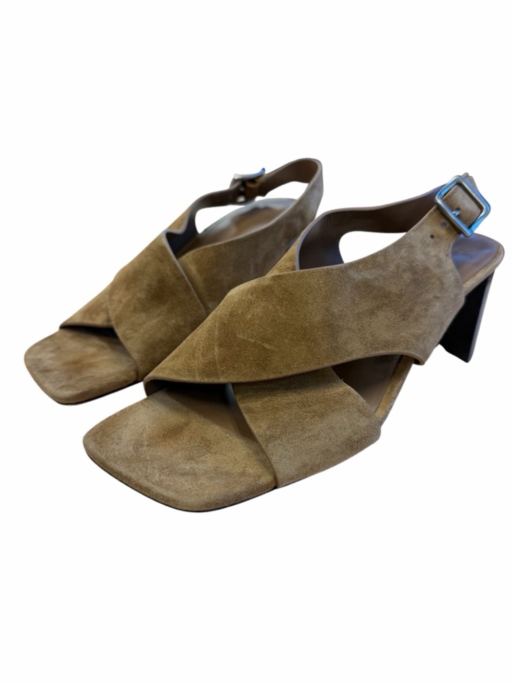 Vince Olive Suede Crisscross‎ Slingback Heels